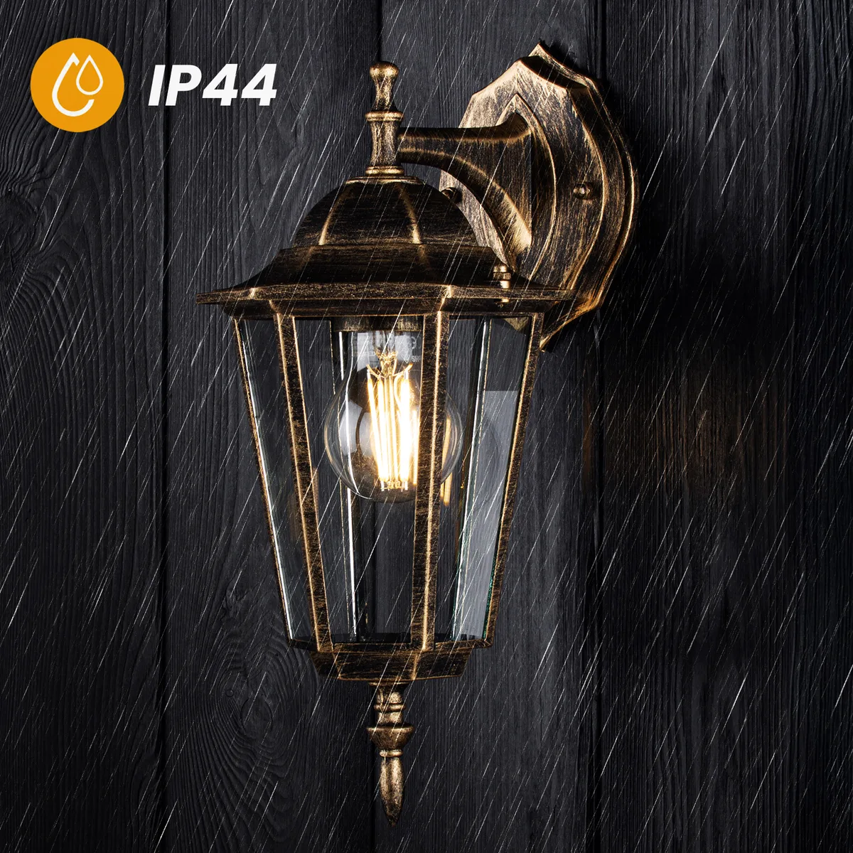 Настінний світильник LumiLED алюмінієвий 36х20х20 см золотий IP44