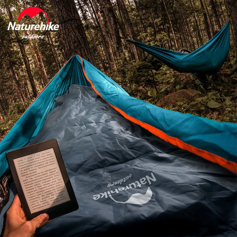 Спальник з капюшоном Naturehike поліестер 220х85 см темно-блакитний