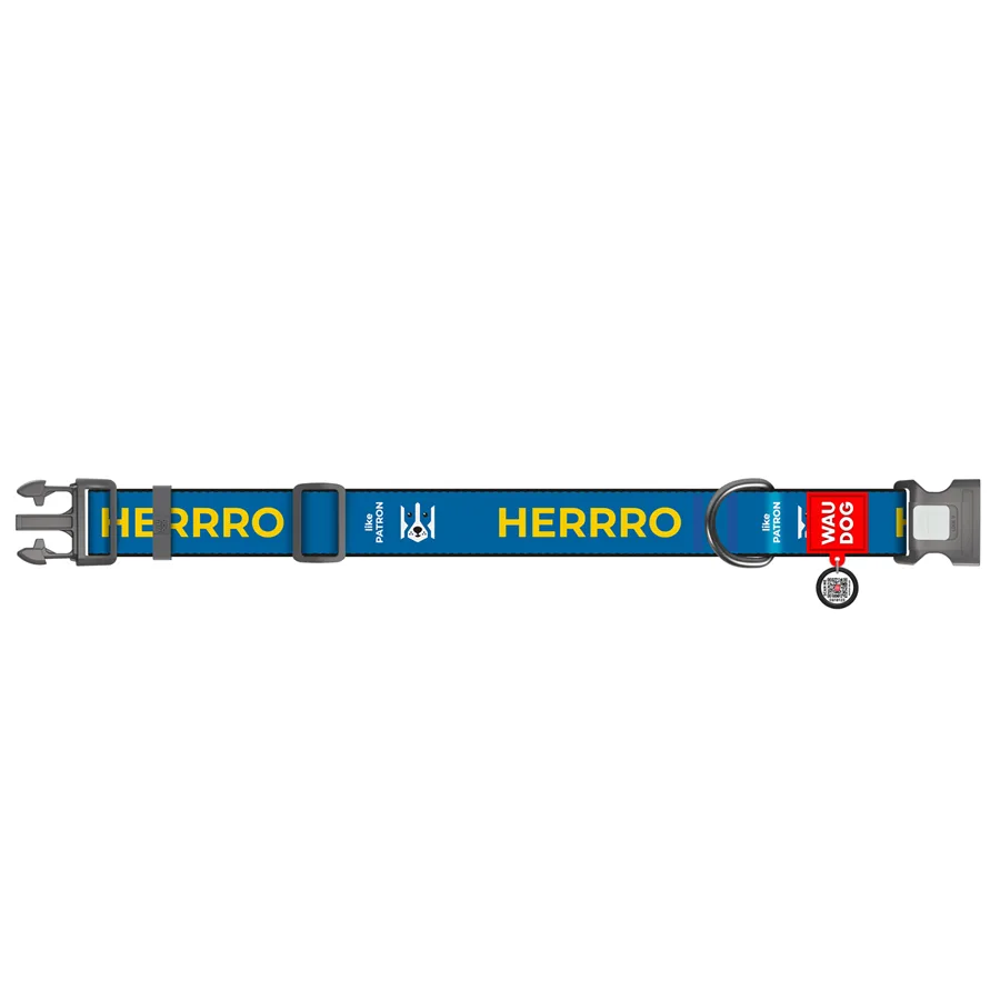Нашийник WAUDOG Nylon XXL 46-70 см нейлоновий з QR паспортом малюнок "Патрон" Ш 35 мм