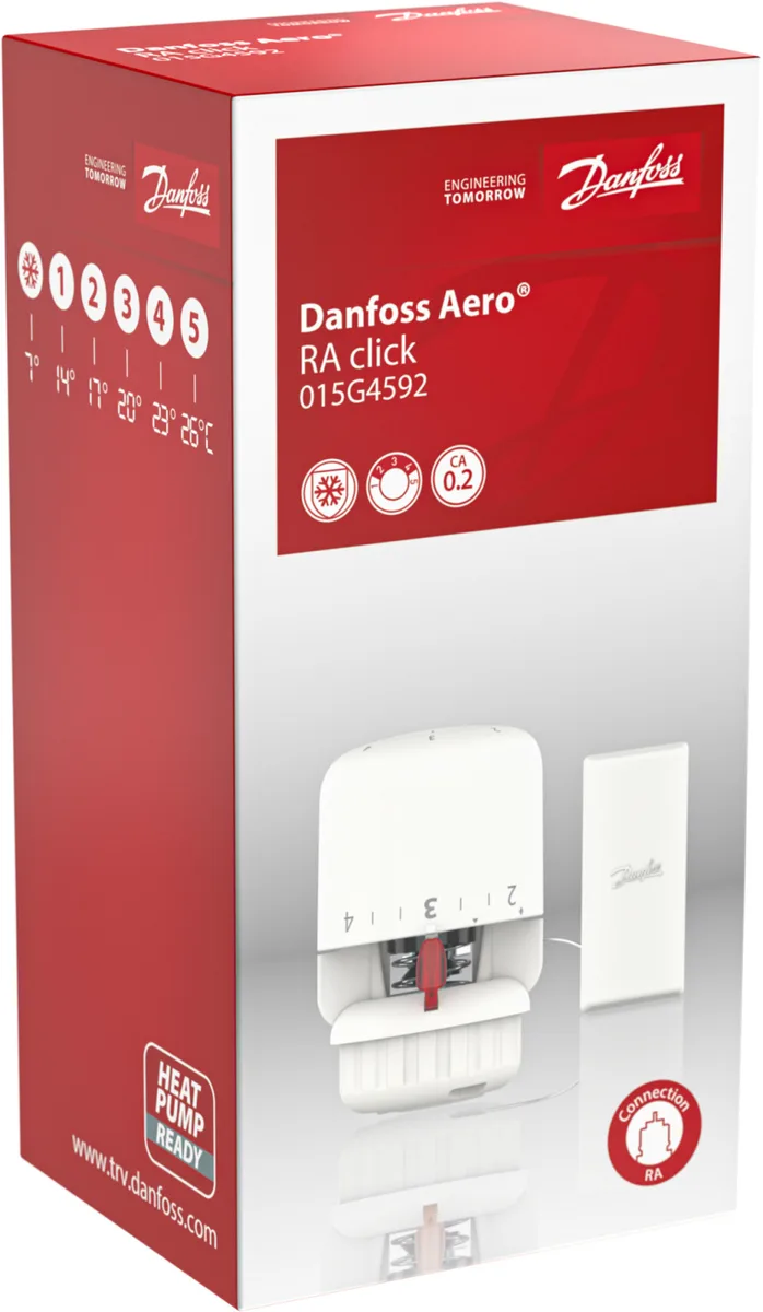 Термостатичний елемент Danfoss Aero, RA, +7...26 °C, Click, виносний датчик, білий