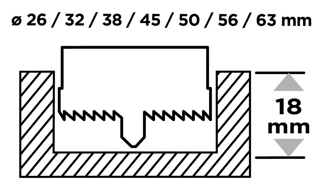 Коронки для дерева GRAPHITE з загартованими зубцями 26-63х25мм, комплект 7 шт.