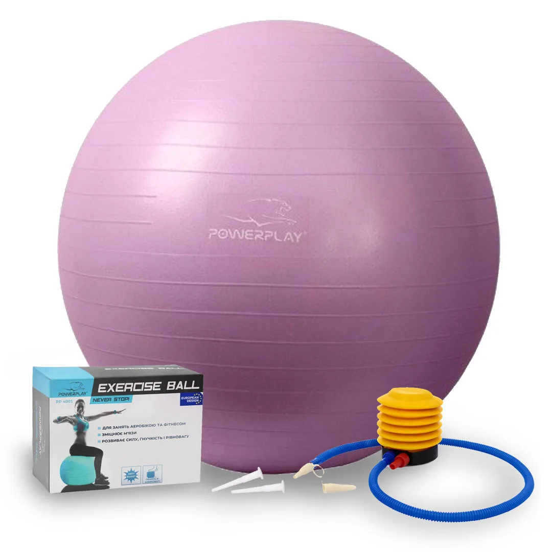М'яч для фітнесу Active Point PVC 75 см Фіолетовий з помпою