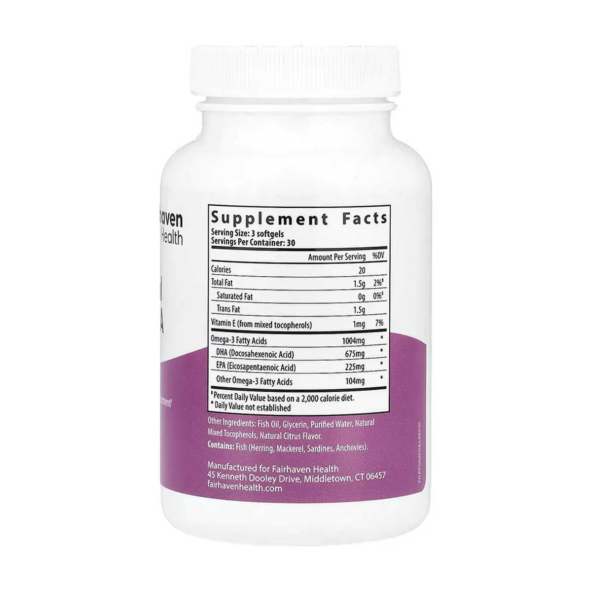 Пренатальний DHA EPA Fairhaven Health риб'ячий жир 90 капсул без ГМО