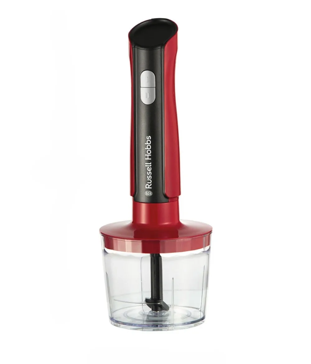 Занурювальний блендер Russell Hobbs Desire Red, потужність 500 Вт, чаша 500 мл, вінчик, міні-подрібнювач, червоного кольору.