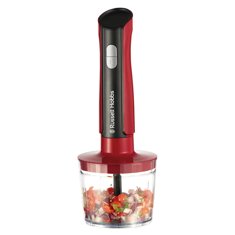 Занурювальний блендер Russell Hobbs Desire Red, потужність 500 Вт, чаша 500 мл, вінчик, міні-подрібнювач, червоного кольору.