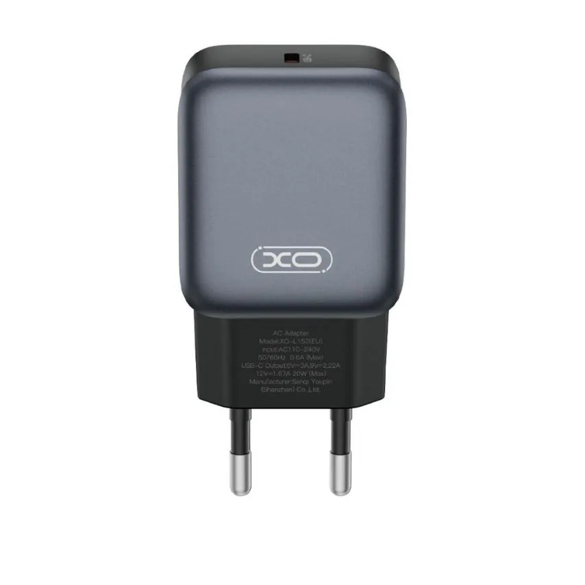 Мережевий зарядний пристрій XO 20W Type-C 83,1х40х24 мм Чорний