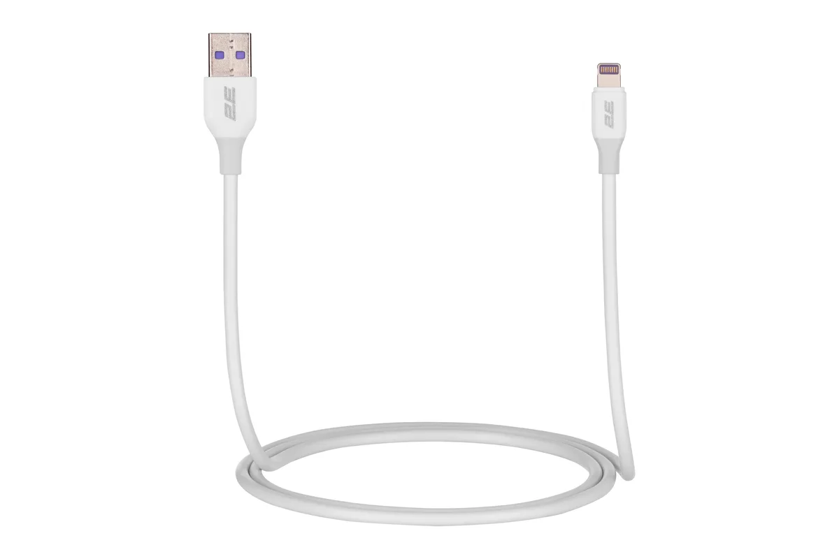 Кабель USB-A > Lightning заряджання/синхронізації 2E 1м, Glow, білий