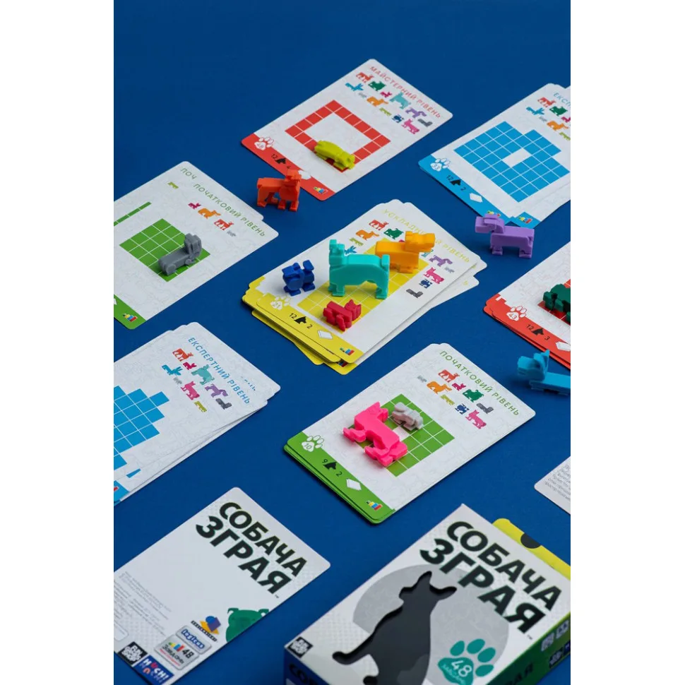 Детская игра головоломка Fun Games 12 фигурок собак 48 головоломок пластиковая многоуровневая