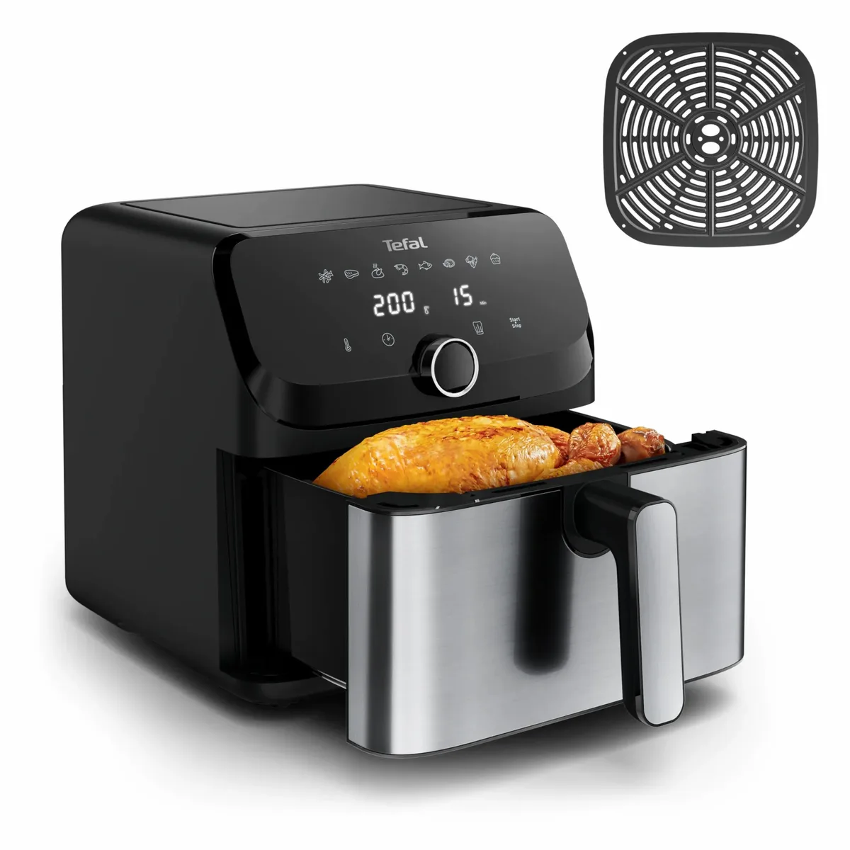 Мультипіч Tefal Easy Fry Mega, 1700Вт, 7.5л чаша, сенсорне управління, 8 режимів, пластиковий корпус, чорний.