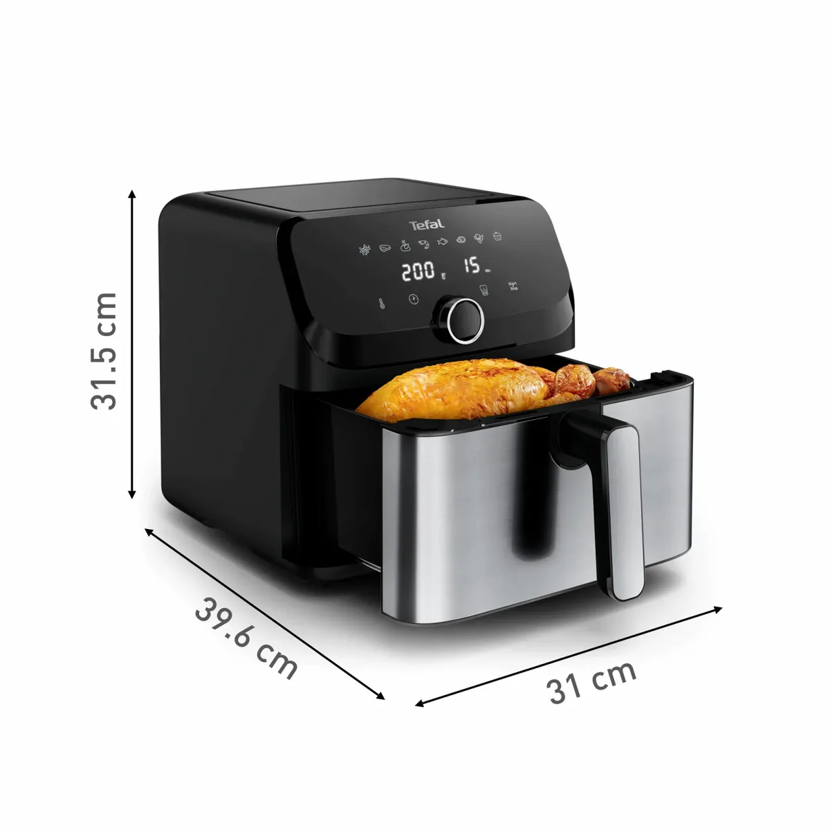Мультипіч Tefal Easy Fry Mega, 1700Вт, 7.5л чаша, сенсорне управління, 8 режимів, пластиковий корпус, чорний.