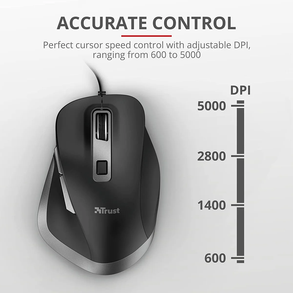 Миша Trust Fyda ComFortable ECO, USB-A, чорно-сірий