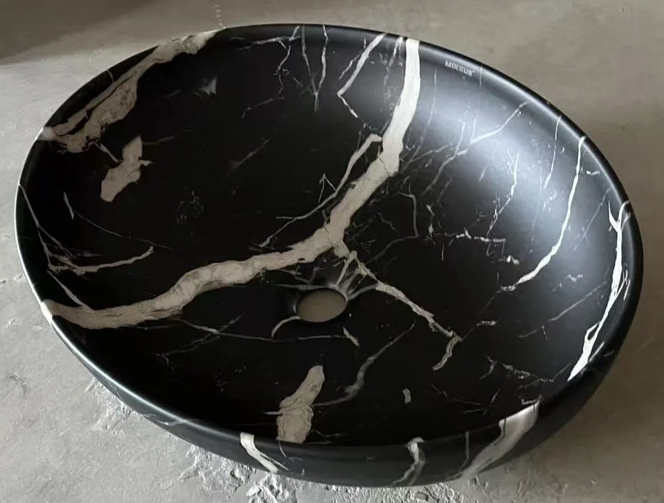 Раковина накладна Ellipse 515x400x130 мм санітарна порцеляна мармурова