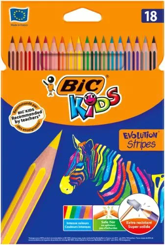 Кольорові олівці BIC 18 кольорів для малювання та творчості.