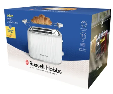 Тостер Russell Hobbs Білий 2 скибочки з 6 режимами обсмажування