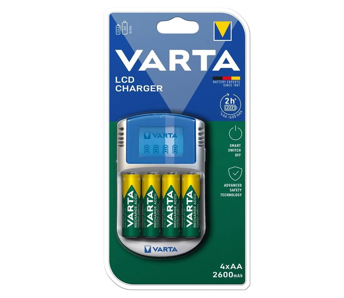 Зарядное устройство Varta LCD Charger 4xNI MH AA2600 мА•ч