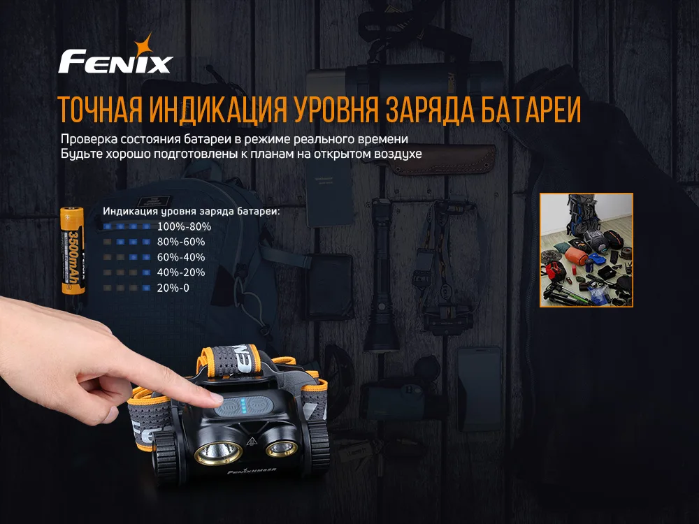 Налобний ліхтар Fenix алюмінієвий 69,5 г 1400 лм білий