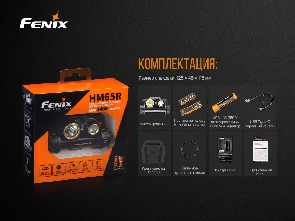 Налобний ліхтар Fenix алюмінієвий 69,5 г 1400 лм білий