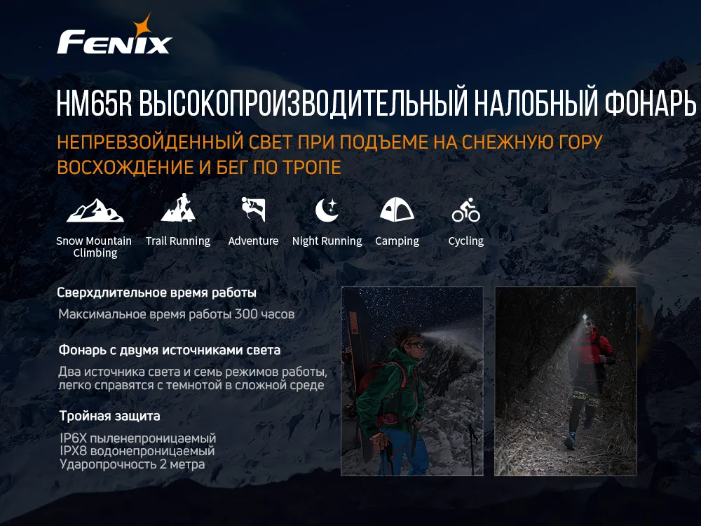 Налобний ліхтар Fenix алюмінієвий 69,5 г 1400 лм білий