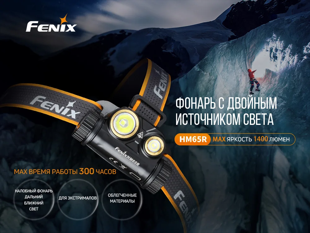 Налобний ліхтар Fenix алюмінієвий 69,5 г 1400 лм білий