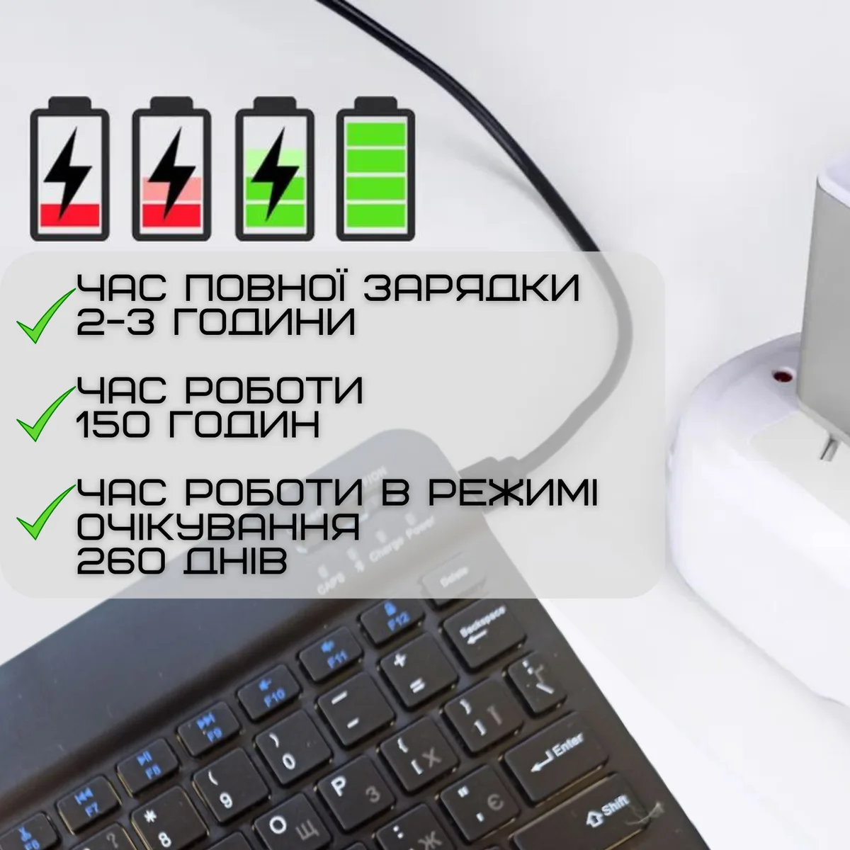 Портативна бездротова клавіатура та миша DEJI Bluetooth UA розкладка 150 годин роботи чорна