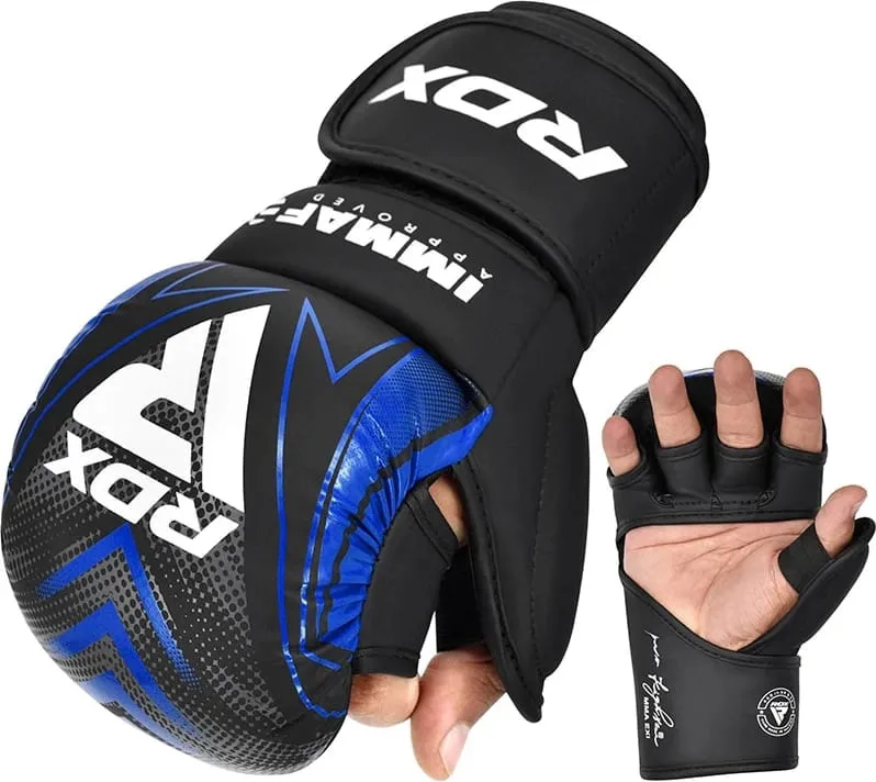 Боксерские перчатки RDX искусственная кожа XL черные синие