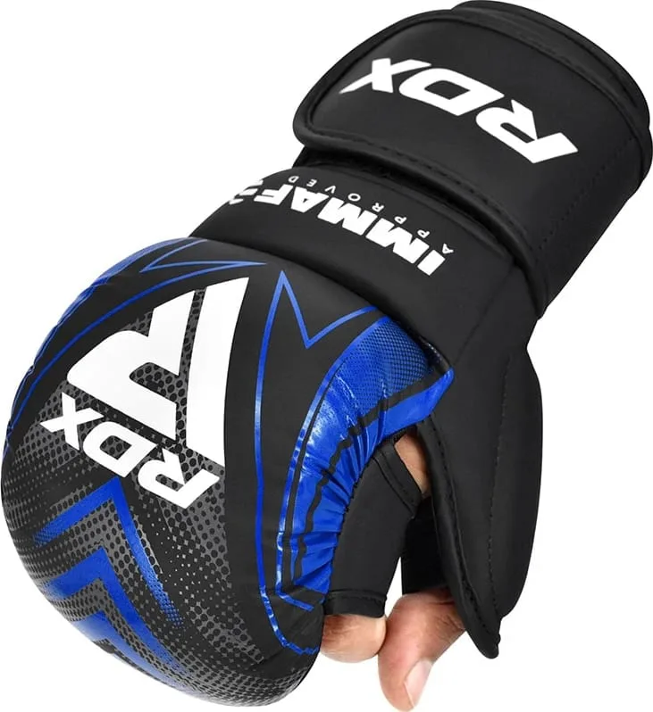Боксерские перчатки RDX искусственная кожа XL черные синие