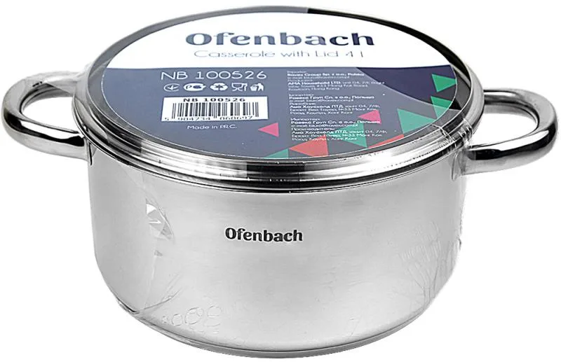 Каструля Ofenbach нержавіюча сталь 4 л зі скляною кришкою
