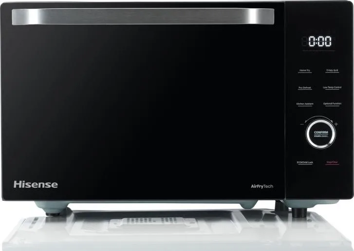 Мікрохвильова піч Hisense чорна 30 л з конвекцією і грилем 1000 Вт