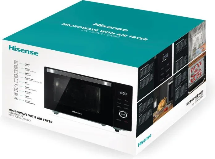 Мікрохвильова піч Hisense чорна 30 л з конвекцією і грилем 1000 Вт