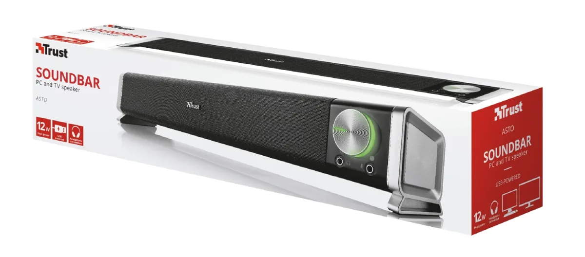 Акустическая система Trust Asto Саундбар, USB/AUX, черный