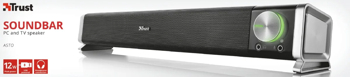Акустическая система Trust Asto Саундбар, USB/AUX, черный