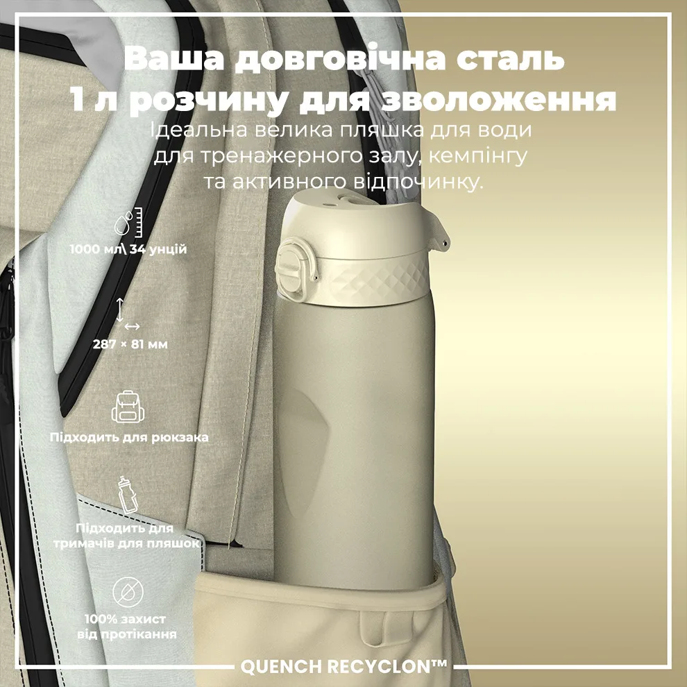 Пляшка для води ION8 Recyclon 1000 мл Білий