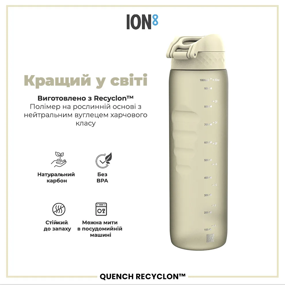 Пляшка для води ION8 Recyclon 1000 мл Білий
