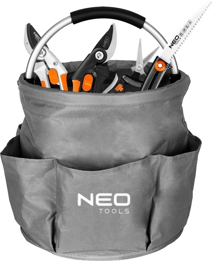 Сумка садова Neo Tools Оксфорд 28х28х27 см сірий до 15 кг 6 кишень