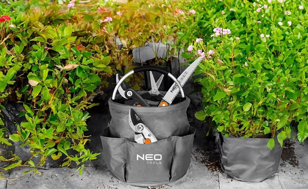 Сумка садова Neo Tools Оксфорд 28х28х27 см сірий до 15 кг 6 кишень