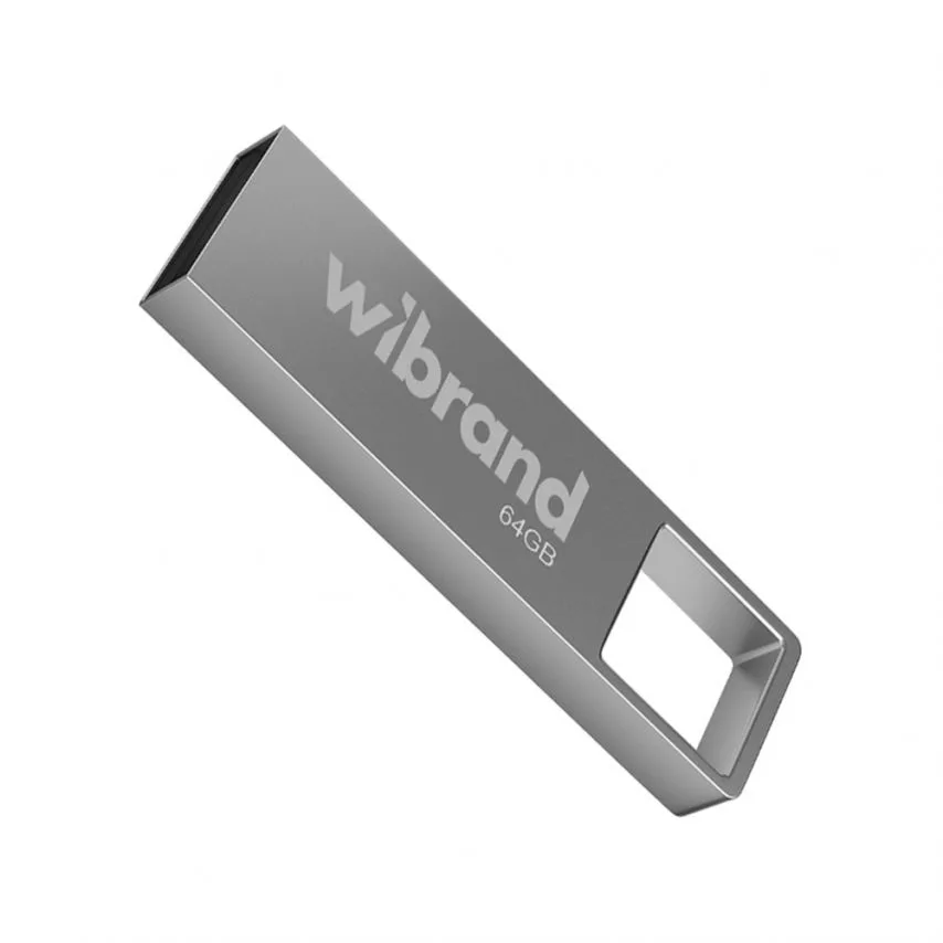Флеш-пам'ять USB Wibrand 64Гб метал срібний