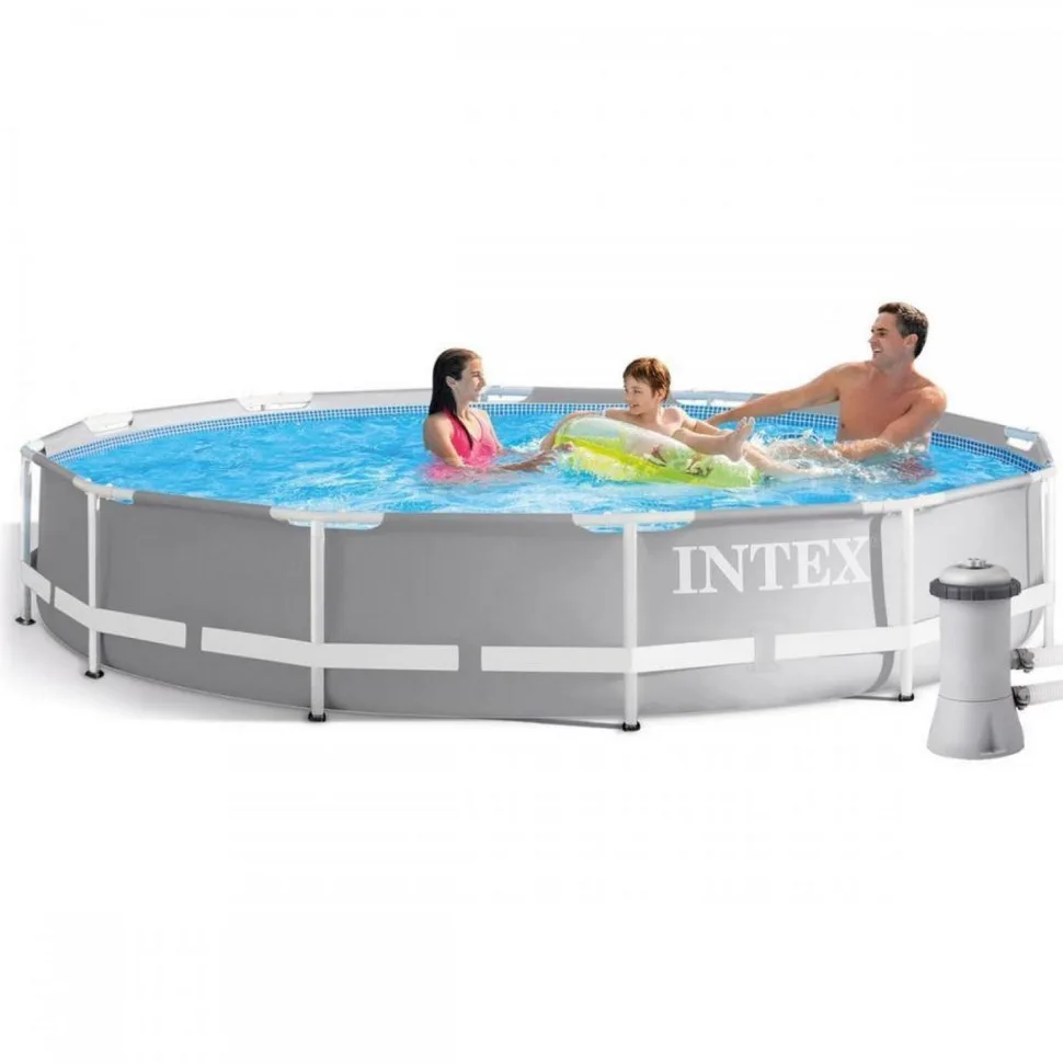 Каркасний басейн Intex ПВХ 366х76 см Сірий 6503 л