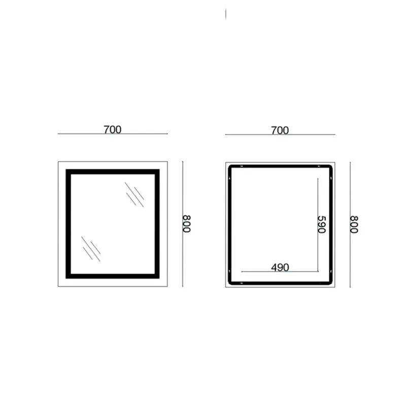Зеркало Lidz Kubis 700х800 с LED подсветкой антизапотеванием алюминиевое