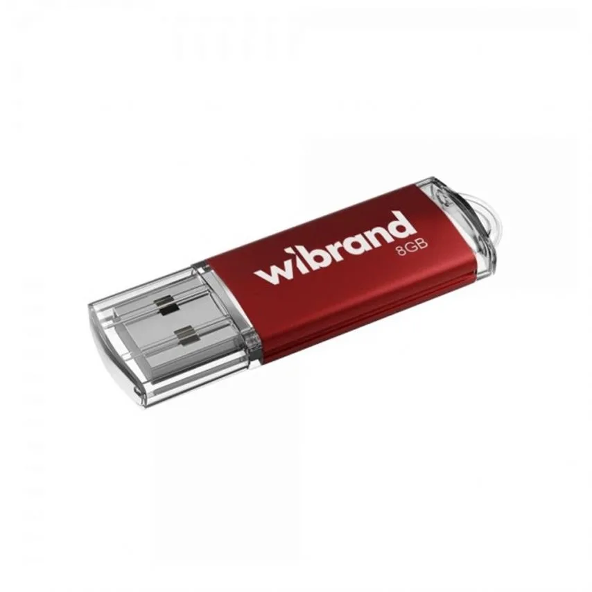 USB флешка Wibrand пластик 8Гб червона USB 2.0 з кришкою