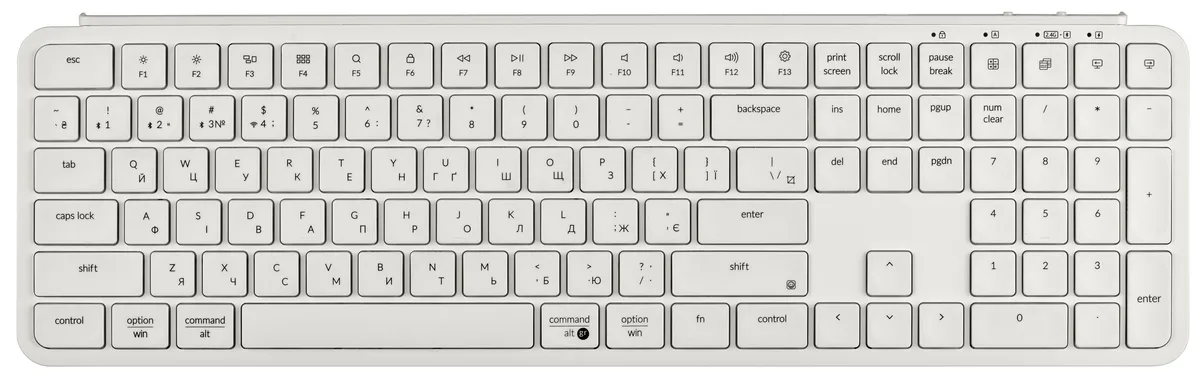 Клавіатура мембрана Keychron B6 Pro, USB/WL/BT, ivory white