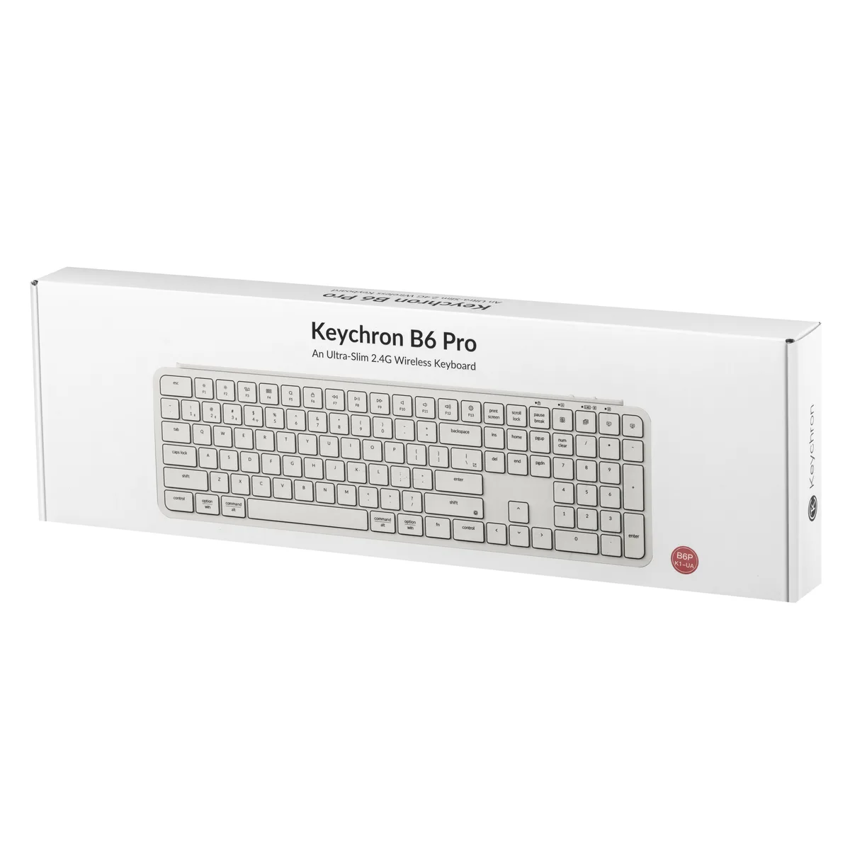 Клавіатура мембрана Keychron B6 Pro, USB/WL/BT, ivory white