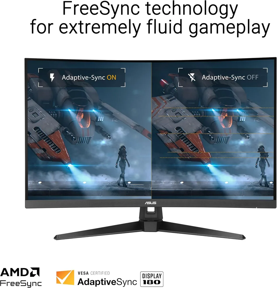 Монитор Asus 31.5" TUF Gaming VG32WQ3B 2xHDMI, DP, MM, VA, 2560x1440, 180Hz, 0.5ms, sRGB 120%, изогнутый, AdaptiveSync, HDR10.