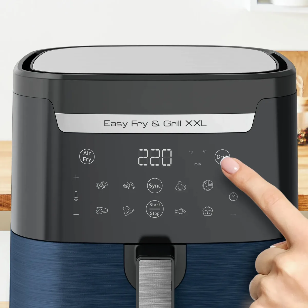 Мультипіч Tefal пластик 6,5 л чорна синя 1830 Вт сенсорне управління 8 програм