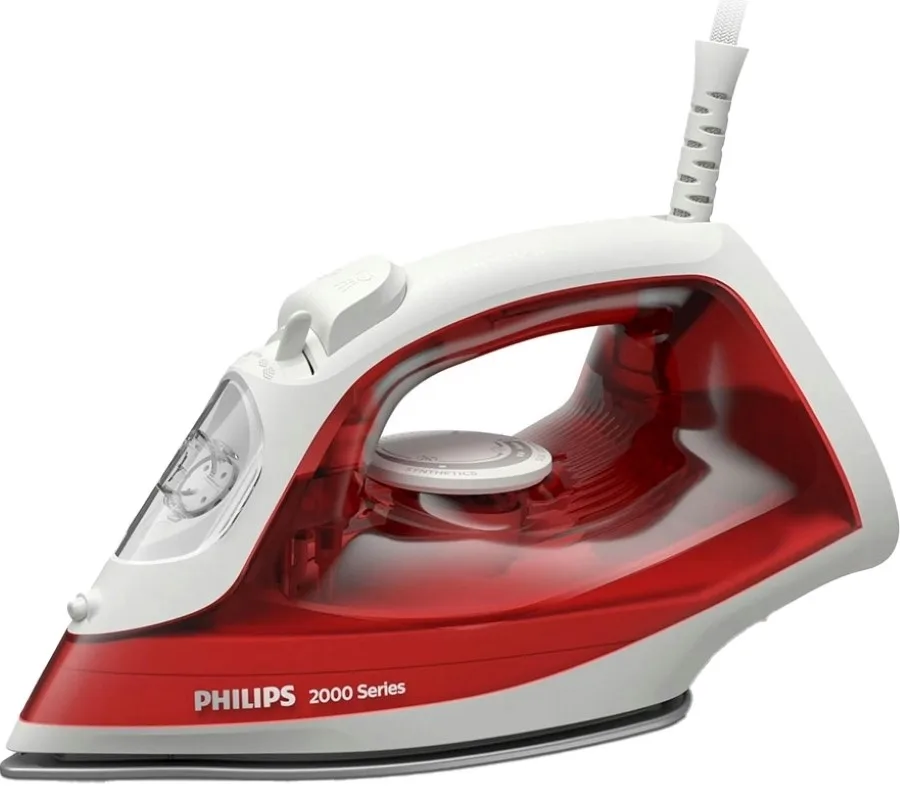 Праска PHILIPS Series 2000, 2000Вт, 250мл, паровий удар до 100гр, керамічна підошва, червоного кольору.