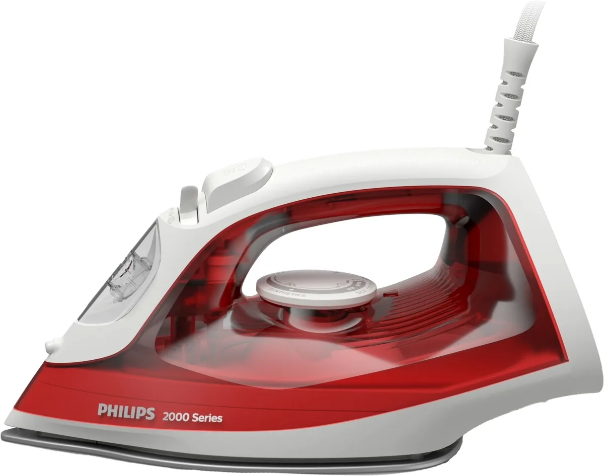 Праска PHILIPS Series 2000, 2000Вт, 250мл, паровий удар до 100гр, керамічна підошва, червоного кольору.