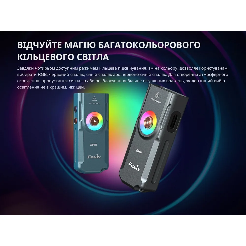 Ліхтар наключний Fenix металевий 69х29х16 мм сірий