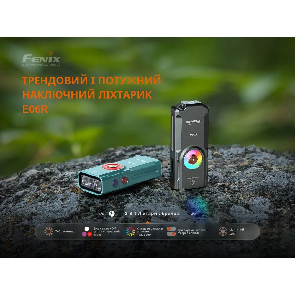 Ліхтар наключний Fenix металевий 69х29х16 мм сірий