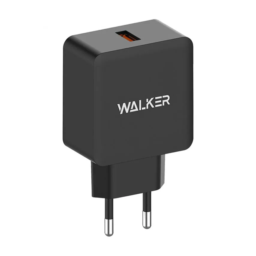 Сетевое зарядное устройство WALKER пластик 67х48х25 мм черное 3A 18W Quick Charge 3.0