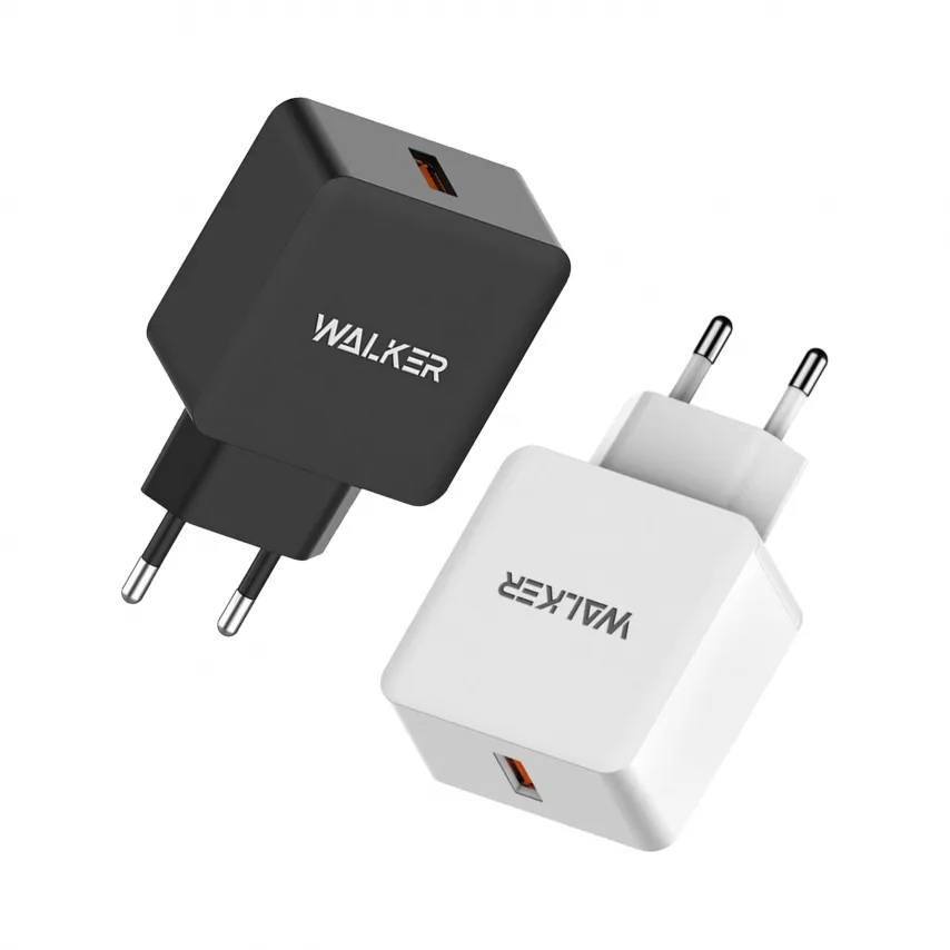 Мережевий зарядний пристрій WALKER пластик 67х48х25 мм чорний 3A 18W Quick Charge 3.0