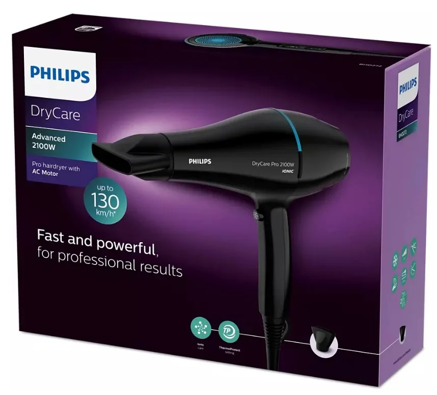 Фен Philips 2100 Вт чорний зелений з концентраторами і іонізацією